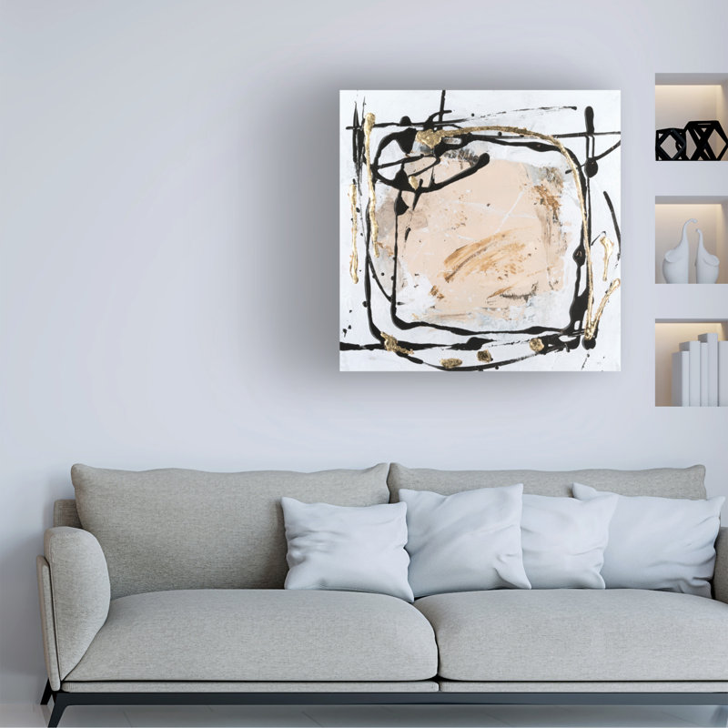 «Ivy Bronx Melissa Wang Golden Quadrate II», art mural sur toile, H 14 po x l 14 po