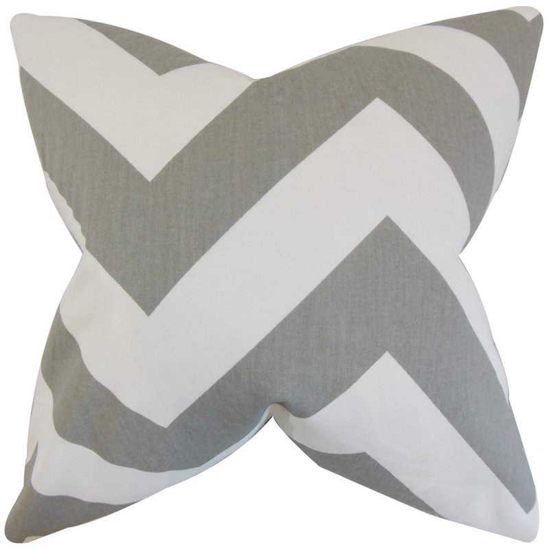 Coussin décoratif en coton à chevron eir, Gris, 18 po x 18 po