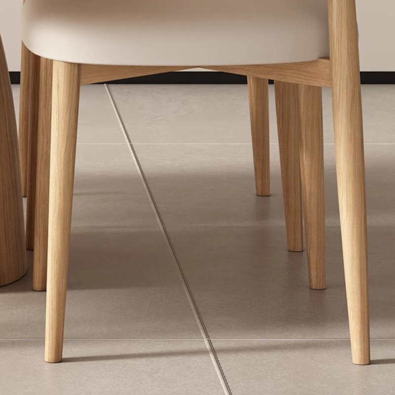 Cream Oak Rectangular Rock-Plate Table Chair Set 4 - Person Pedestal Dining Set, 29.5"H x 62.9"L x 31.4"W