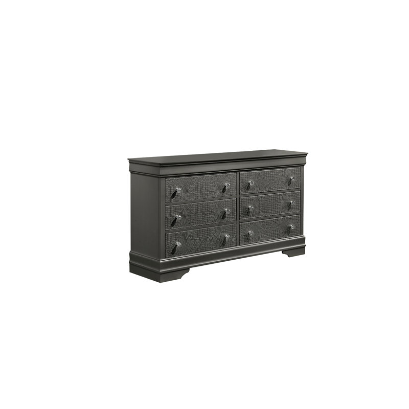 Commode 6 tiroirs Mylhana, Gris