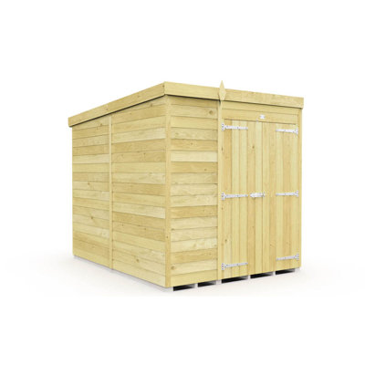 5ft x 8ft Pent Shed - Double Door without Windows