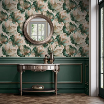 SOPHIE LAURENCE Teal Coral Gold Modern Paste The Wall Wallpaper 212505