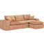 Canapé d'angle moderne en bouclette de 272 cm avec méridienne réversible pour salon, coussins moelleux effet nuage, couleur orange, dossier divisé, assise confortable, forme modulable, accoudoirs carrés, 4 places, aucun assemblage requis.-1218897735-1218897753
