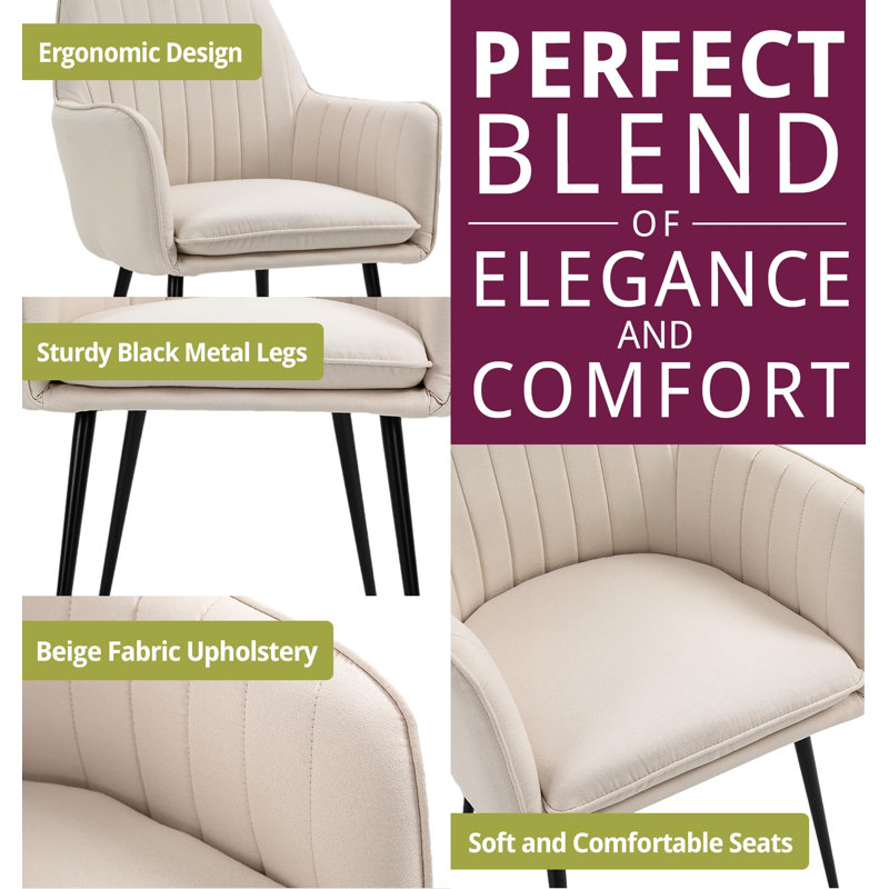 80cm Rectangular Dining Set with Upholstered Chairs, 77cm H x 150cm W x 80cm D, 5 Pieces: Table, 4 Chairs, Beige