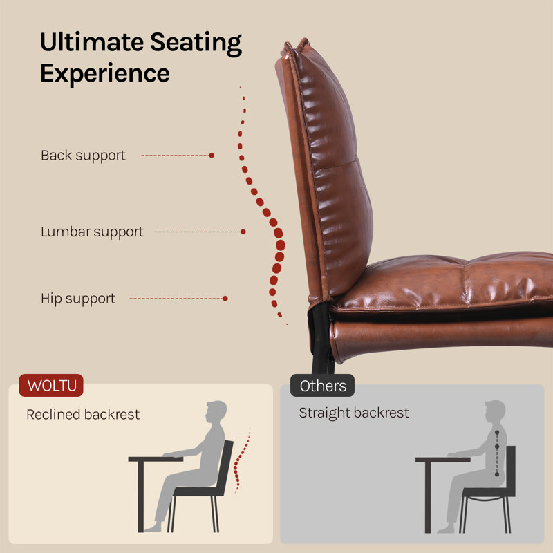 Upholstered Dining Chair, Brown, 2, Brown