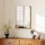  Decorative Mirror with Wood Shelf, Industrial Wall Mirror, Black-564041878