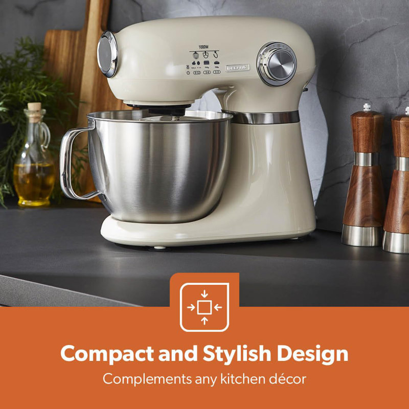 GEEPAS 1000W 5L Stand Tilt-Head Food Mixer, Cream