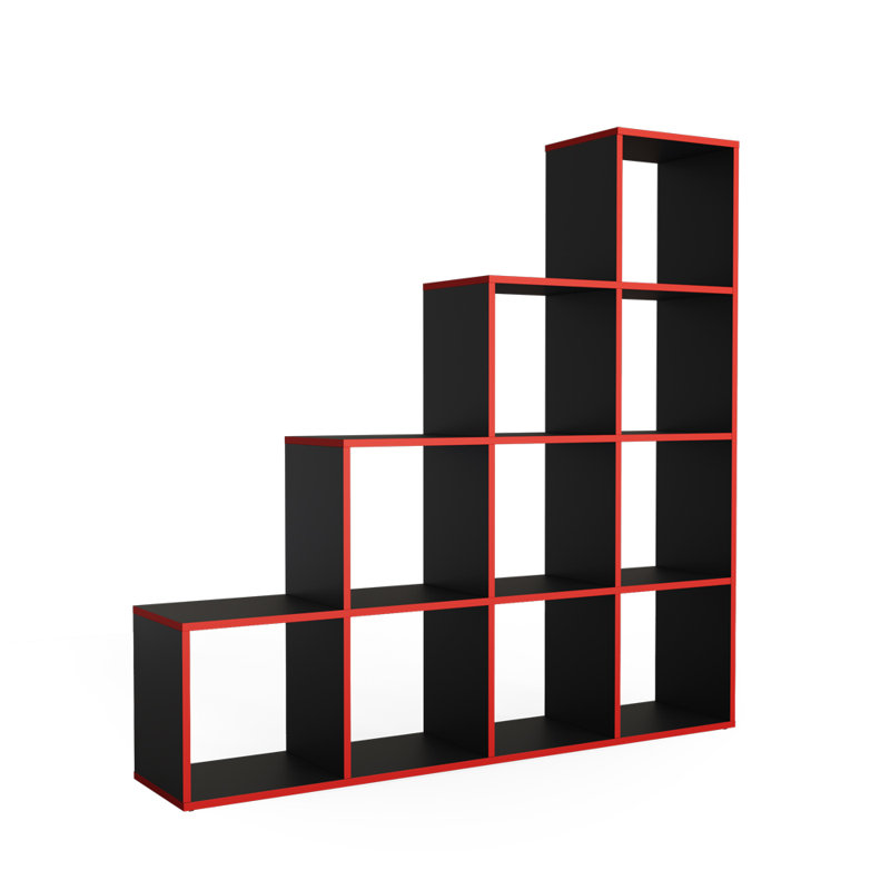 Braddox 1430cm H x 1380cm W Plastic Step Bookcase, Black/Red