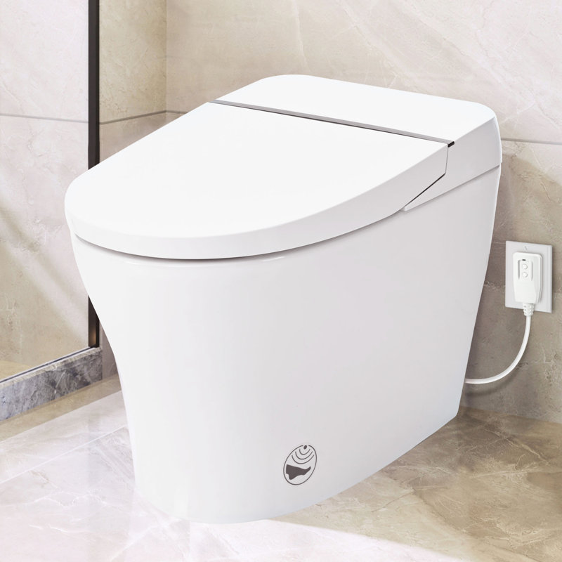 Toilette avec siège chauffant - chasse double 1 / 1,28, capteur de pied, nuit, structure intelligente sans siège de bidet, chasse pratique