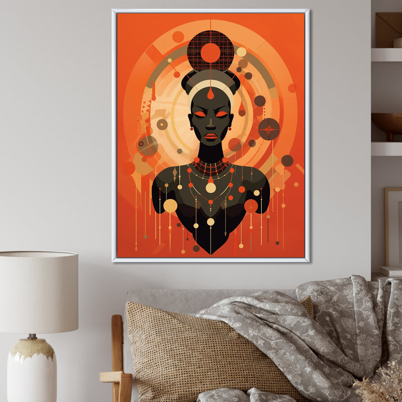 Illustration de la déesse tribale africaine I, H 20 po x l 12 po x P 1 po, Cadre flottant blanc
