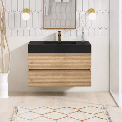 Meuble-lavabo mural simple 36 po avec comptoir en quartz 36 po
