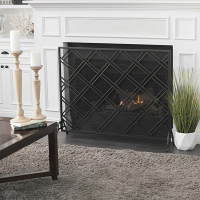 Fire Screens - Black Welded From Iron, 44 In Deep, 11 Wide, 35.5 Tall And 15.77 Lb Weight Fabricated