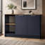 Îlot de cuisine Juniper avec grand comptoir de salle à manger, armoire à deux portes avec tablettes de rangement intérieures et deux tablettes ouvertes