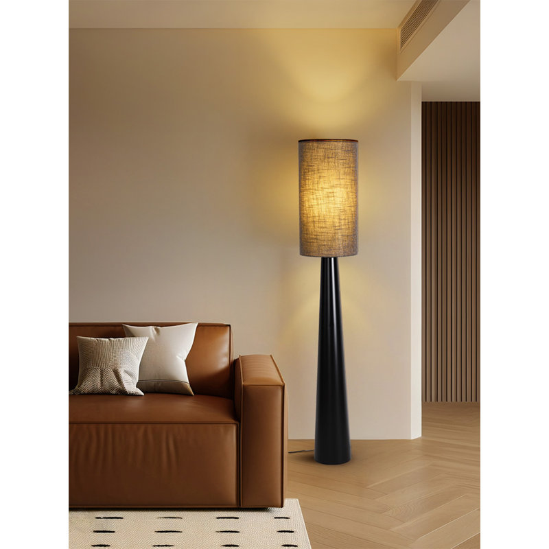 Modern minimalist iron and fabric floor lamp.