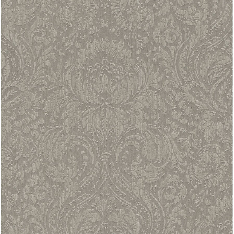 Rouleau de papier peint damassé l 33 pi x p 21 po Monaghan, Gris clair