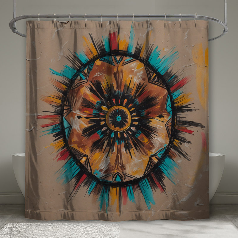 Rideaux de douche à motif abstrait Sunburst, 70in W x 93in H