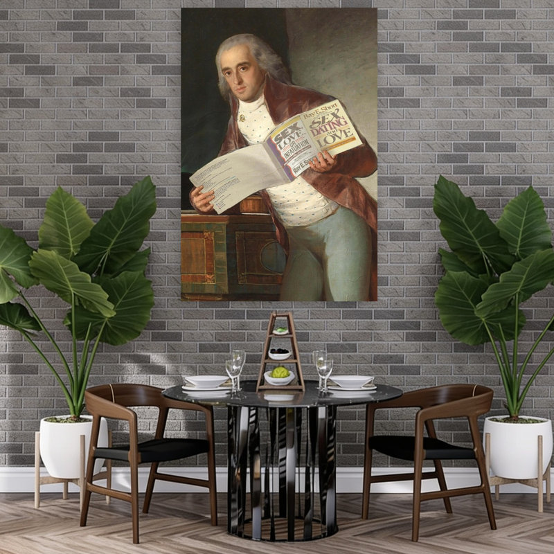 Gentleman Dating Colorful Retro Romantic Wall Art Print 1 Piece Wrapped Canvas Wall Art, 152.4cm H x 101.6cm W