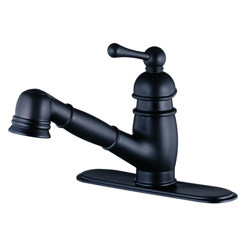 Opulence 1H Pull Out Single Handle Kitchen Faucet with Side Spray, Satin Black