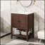 Lavabo de salle de bain moderne et élégant en céramique avec cadre ouvert en bois massif Sabhana-948162663