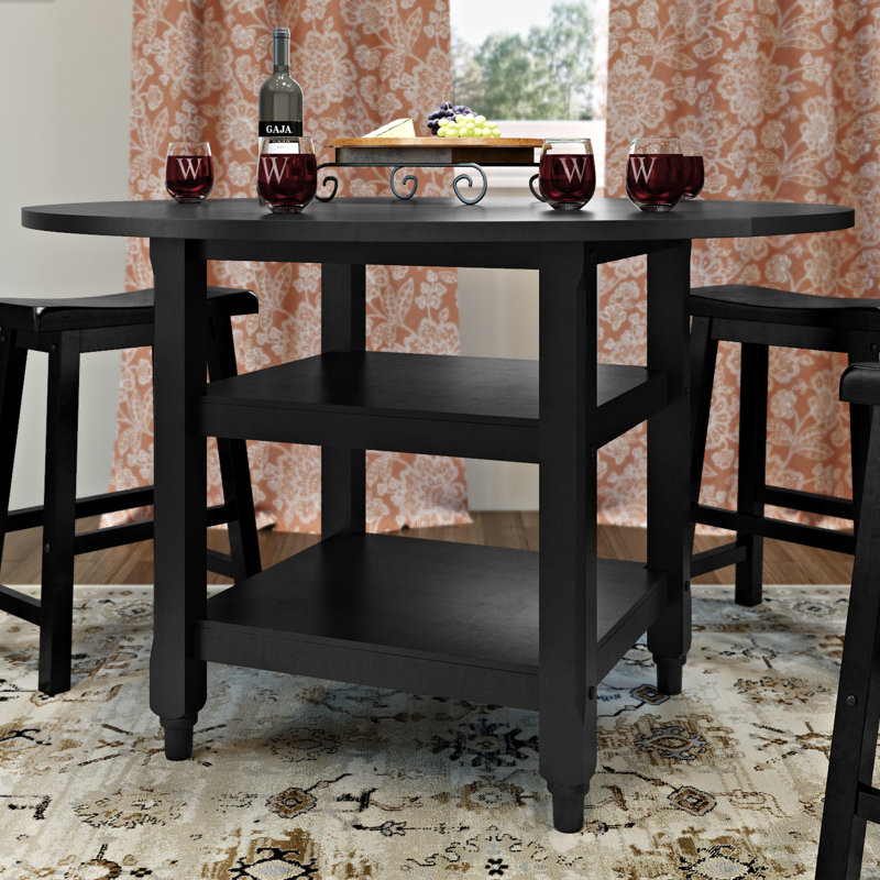 Bristol Point Extendable Round Solid Wood Base Dining Table, Black