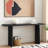Modern Console Table With Geometric Shape Structure And Wood Grain-537937165