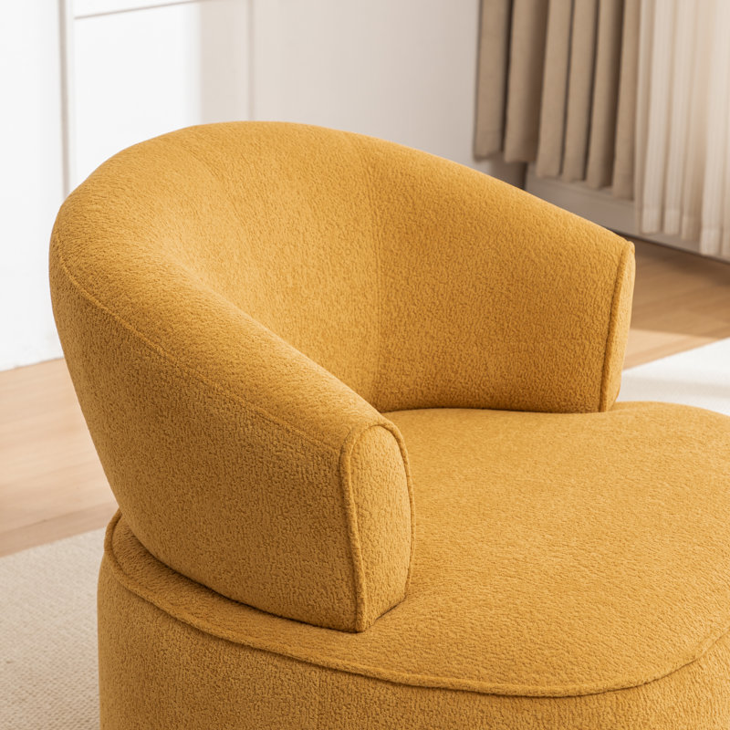 Armenakis 33'' Wide Upholstered Polyester Swivel Chair With Ottoman, Yellow Polyester