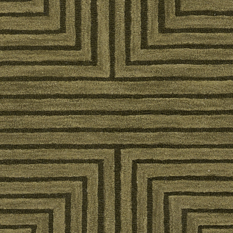 Orlie Hand Tufted Wool Geometric Area Rug in Brown, Rectangle 8' x 10', Green
