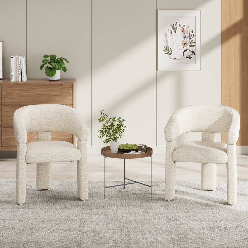 48cm H Upholstered Low Back Armchair in Camel, Beige
