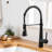 Spring Pull-Down Black Kitchen Faucet, Single Handle Operation, Construction, Layer, Multi-Functional Spray Mode, Easy Installation Handbook