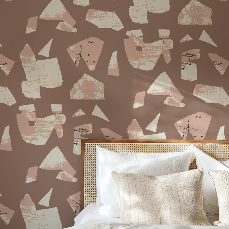 Papier peint Bo-Kaap, Non encollé, Rosé, Faux Grasscloth