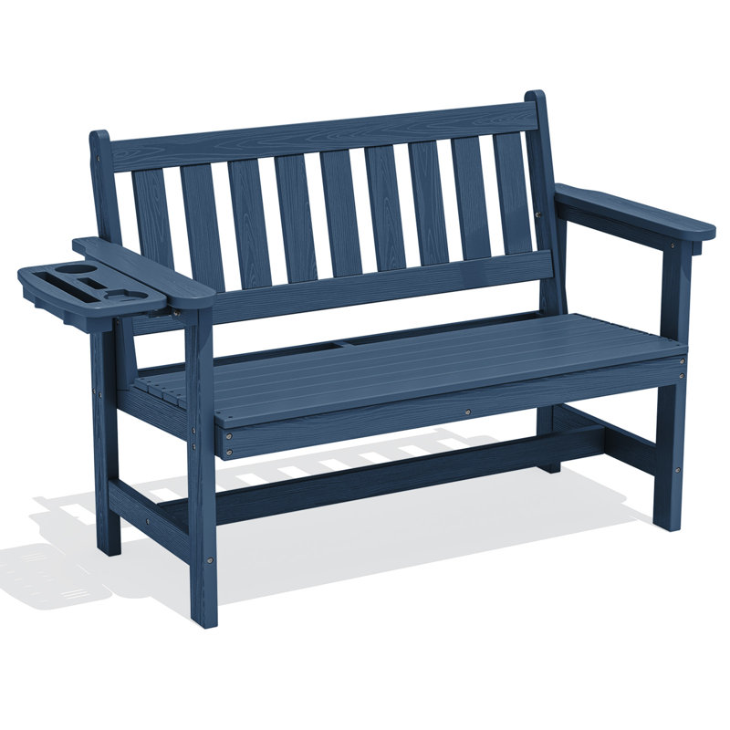 Banc d'extérieur en PEHD Genivieve, Marine