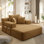 Chaise longue en velours côtelé luxueux avec 3 coussins, canapé-lit convertible et poche de rangement