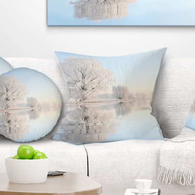 Frosty Winter Tree by Rising - Landscape Printed Pillow