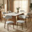 Wooden Rectangular Dining Table With Upholstered Solid Wood Dining Chairs-1356985771-1356985773-1356986352