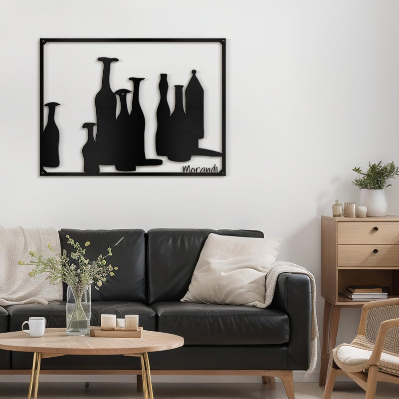 Décoration murale en métal, H 12 po x l 18 po x P 0,05 po, Noir