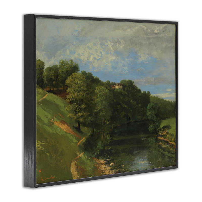 "Classic River Landscape", art giclée par one1000paintings, Giclée encadrée noir minuit, H 11 po x l 14 po