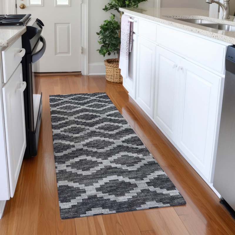 Premium Machine Washable Vaseem AMF115 Gray Rug, Runner 2'3" x 7'6"