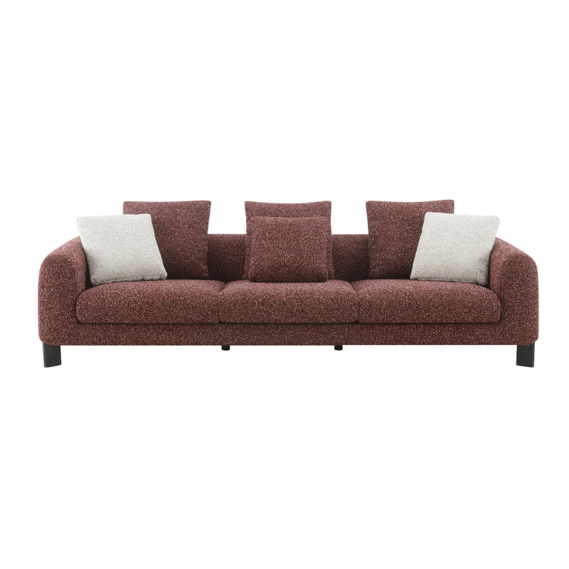 Canapé en tweed marron avec 3 coussins Maroon