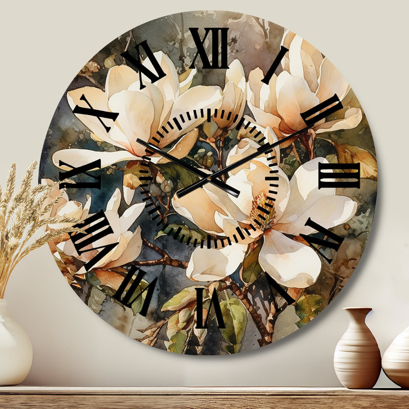 Horloge murale crème et magnolia, Médium