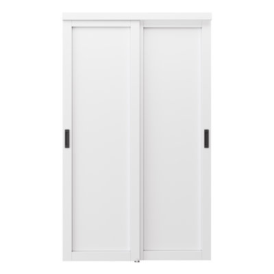 80 inch Sliding Closet Door - 1 Paneled Design for Closet Door Hardware Kit Including & Black Handles