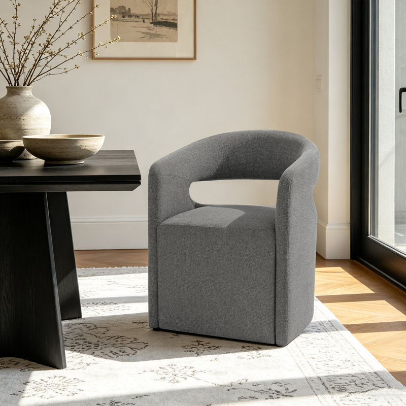 Chaise rembourrée avec roulettes cachées, Gris