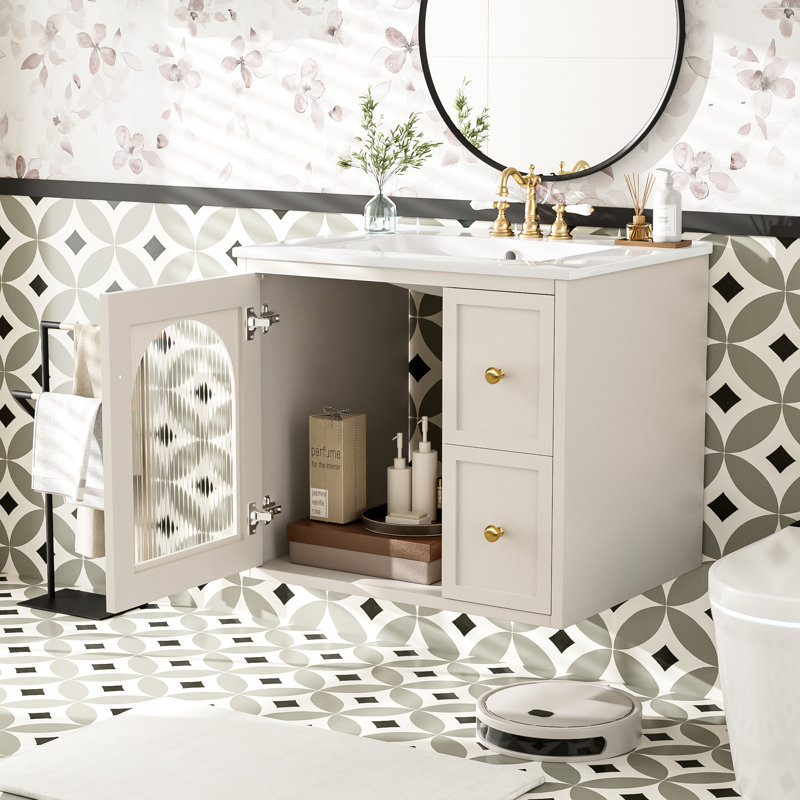 Ensemble de meuble-lavabo mural 24 po pour petits espaces, Beige
