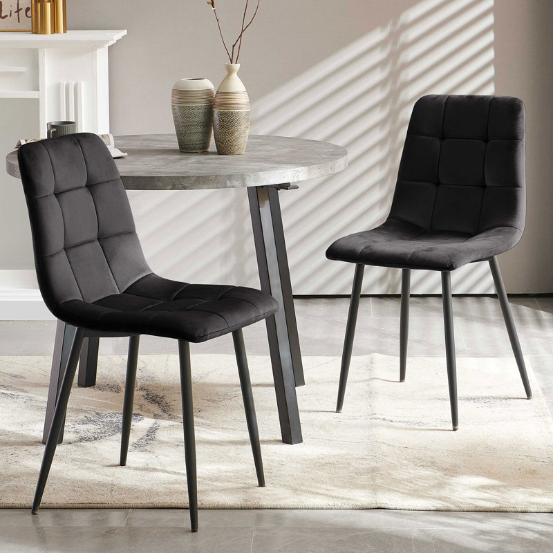 Ensemble de 4 chaises de salle à manger en velours, noir
