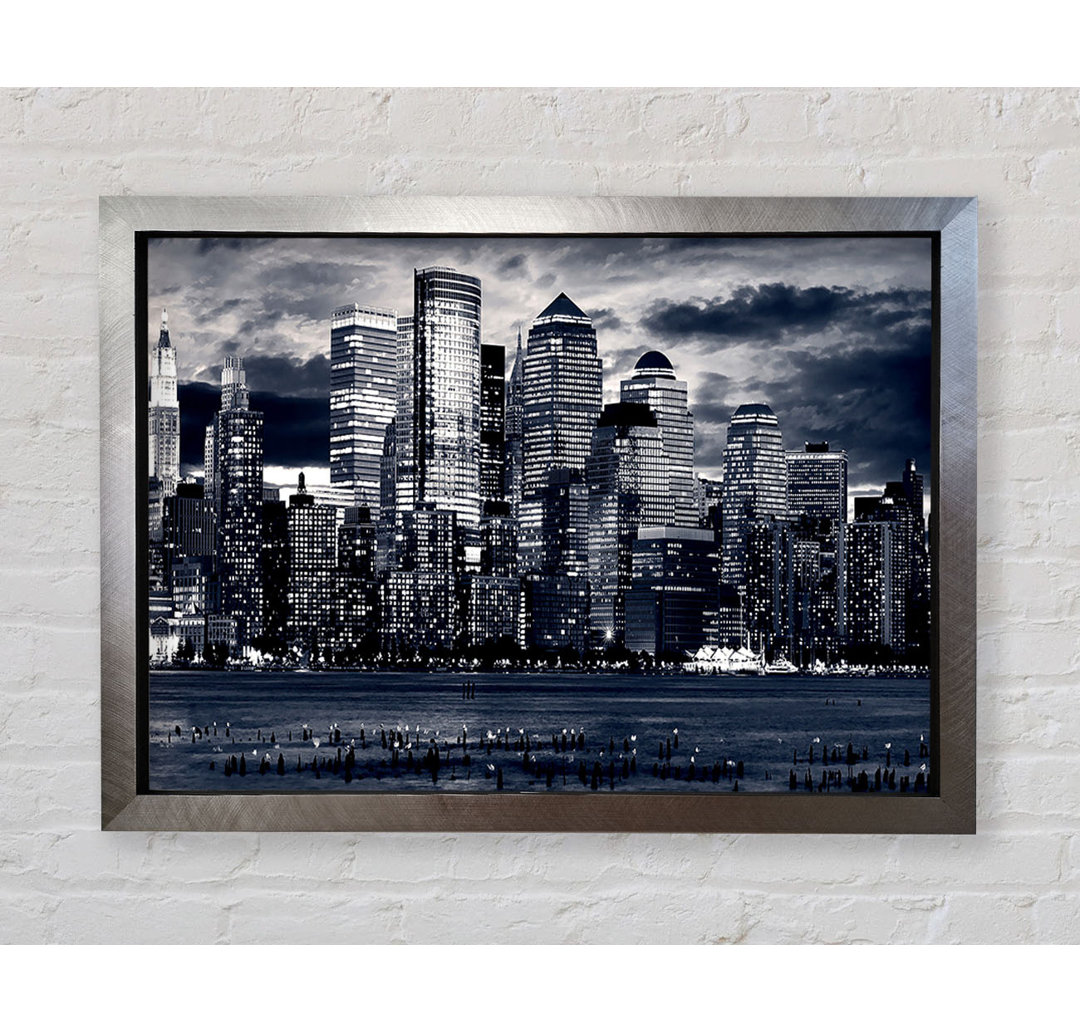 Manhattan Panorama In Blau - Druck