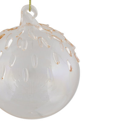 Ornement boule de Noël en verre irisé 3 "rose