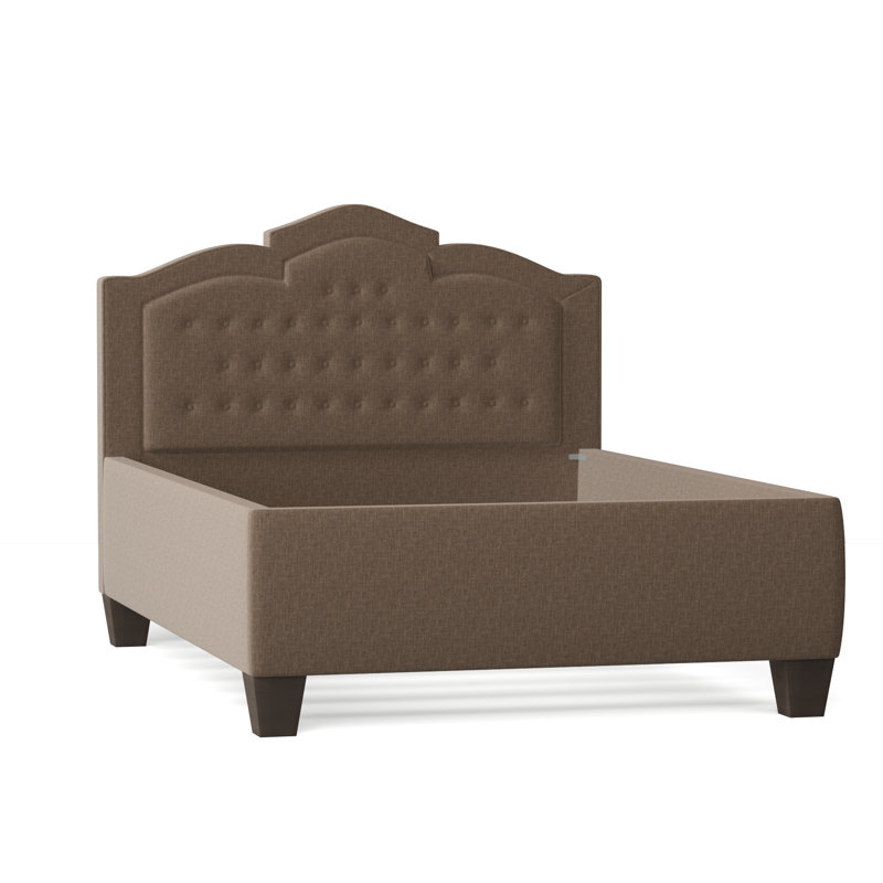 Sheila Upholstered Bed, Queen, Highlander Olive, Brown Mahogany