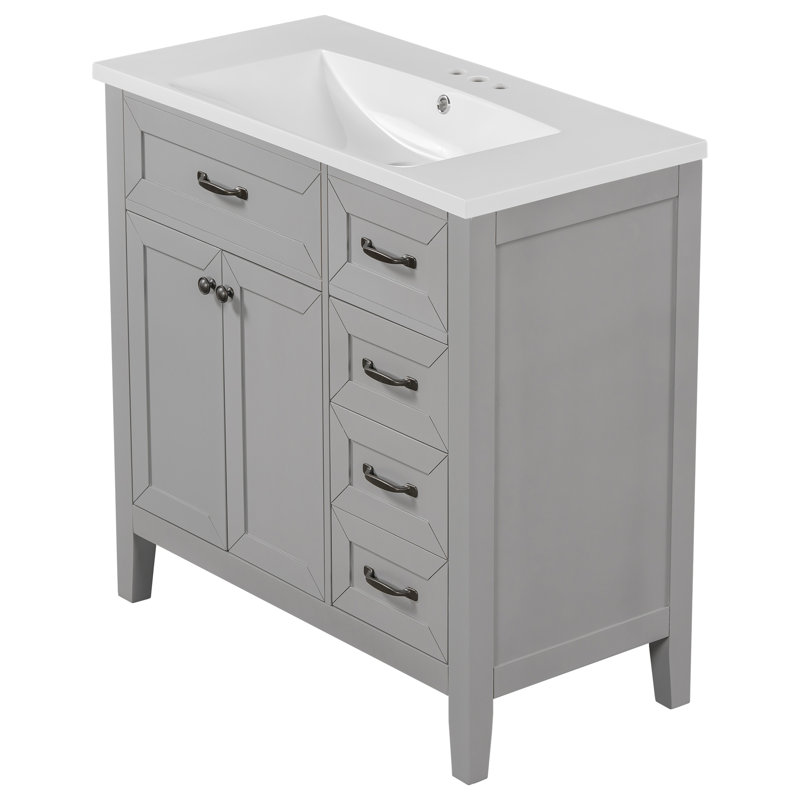 Meuble-lavabo noir 38 po, Gris