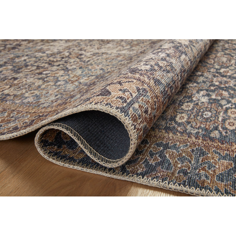 Georgie Denim and Spice Floral Wool Area Rug 8'-4" x 11'-6"