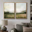 «Minimal Landscape», art à l'aquarelle vert pâle, images murales minimalistes classiques simples, impression sur toile encadrée, ensemble de 2 pièces, 16 x 24 x 2, 24 x 36 x 2-71660346-72652890