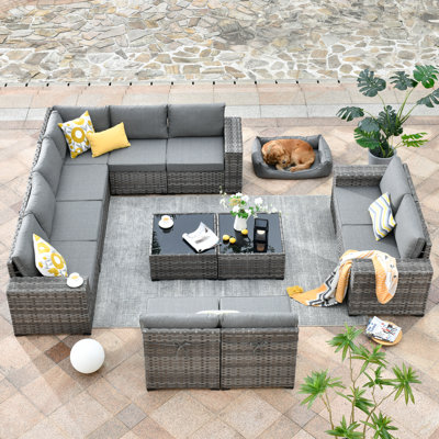 Baili 12 Piece Sectional Seating Group with Cushions by Wade Logan